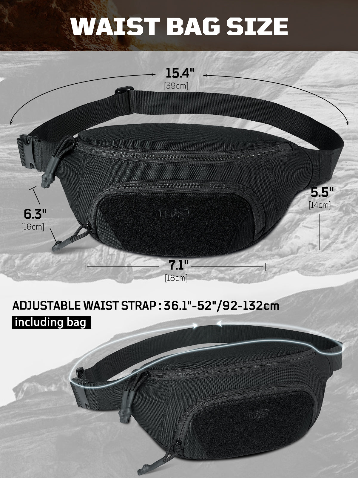 1TG Tactical Waist Bag for Hiking, Running, Urban